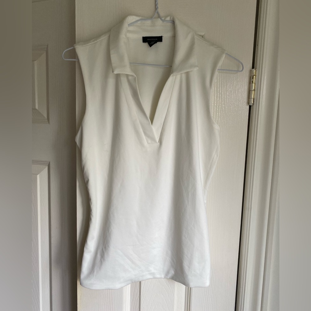 NWOT Halogen Classic Collared Lined White Tank Top